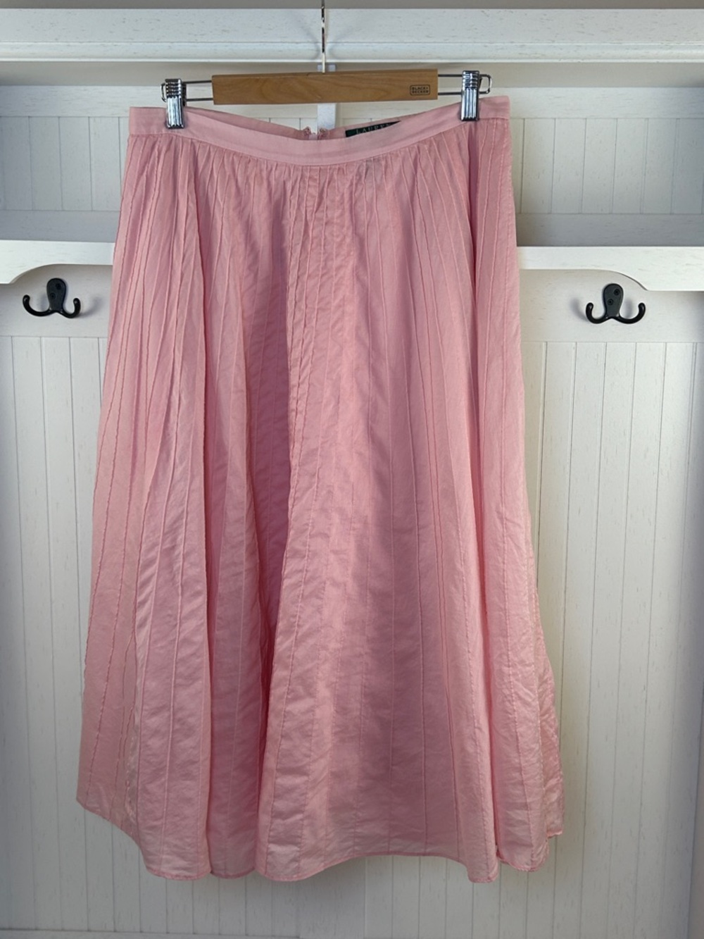 Lauren Ralph Lauren Blush Pink Pleated Midi Skirt Petite 8P Feminine A-Line
